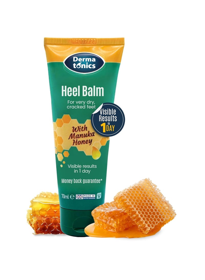 Manuka Honey Heel & Elbow Cream - Moisturizing & Exfoliating Care for Dry, Cracked Heels & Feet, Softening Callus Remover, Hydrating Foot Balm for Smooth, Healthy Skin - 2.37 fl oz Tube