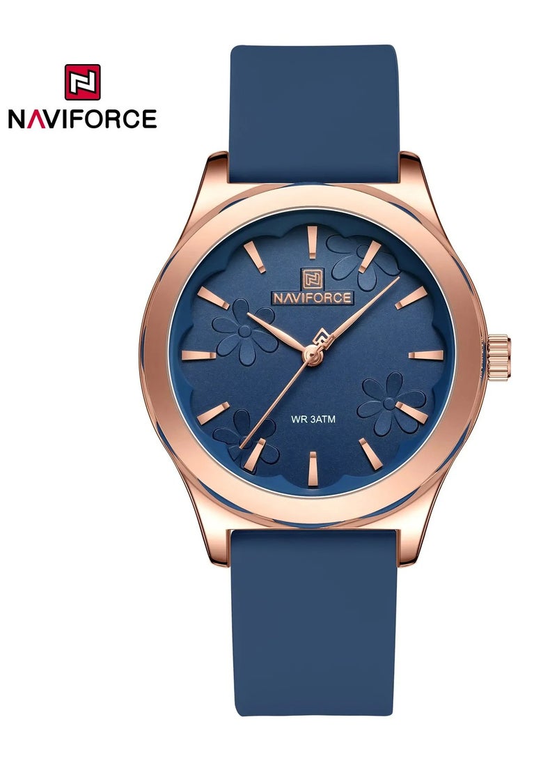 New NAVIFORCE Watch NF-5051 Women's Fashion Watch, Silicone Waterproof All-Time Touring Women's Quartz Watches