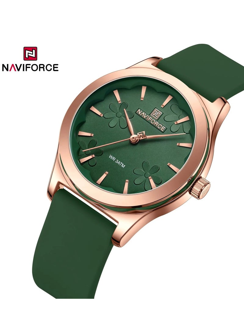 New NAVIFORCE Watch NF-5051 Women's Fashion Watch, Silicone Waterproof All-Time Touring Women's Quartz Watches