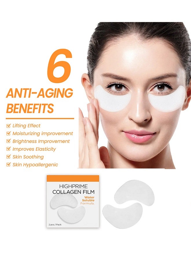 Highprime Collagen Film Eye Mask, Water Soluble Formula, Fade Dark Circles And Eye Lines, Lift And Tighten Mask 4 PCS