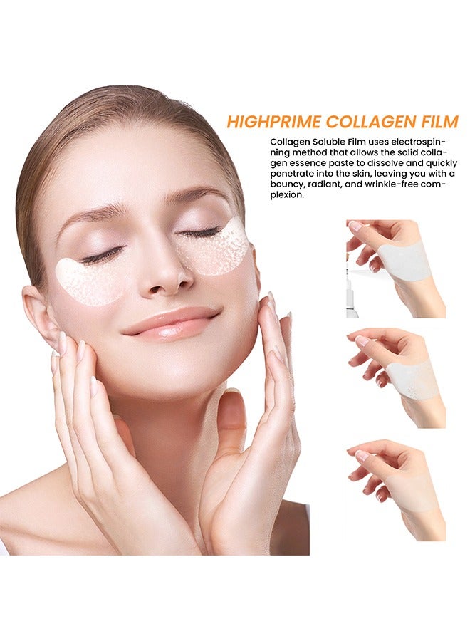 Highprime Collagen Film Eye Mask, Water Soluble Formula, Fade Dark Circles And Eye Lines, Lift And Tighten Mask 4 PCS