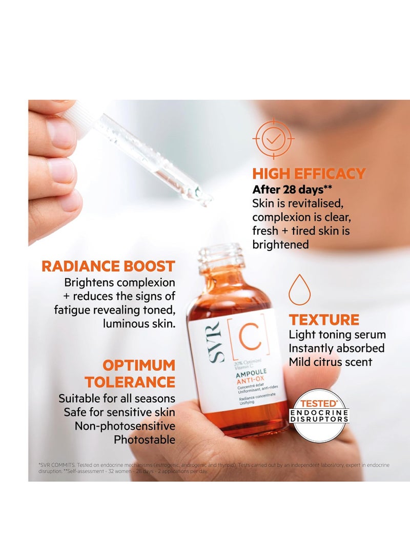 SVR [C] Concentrate - Brightening Face Serum with 20% Optimized Vitamin C - Skin appears Firmer and Smooth, Fine Lines Look Reduced - Antioxidant Care for Men and Women Sensitive Skin, 1 fl.oz.