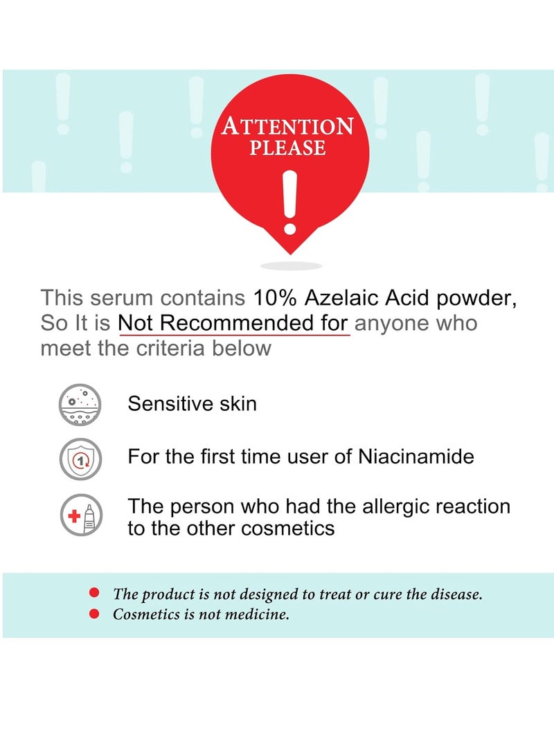 Azelaic Acid 10% Facial Serum with Niacinamide - Fast Rosacea Skin Care Product + Reduce Cystic Acne Scar + Redness Relief Face + Pimple Pigmentation Blackhead, 1 Fl Oz (30ml)