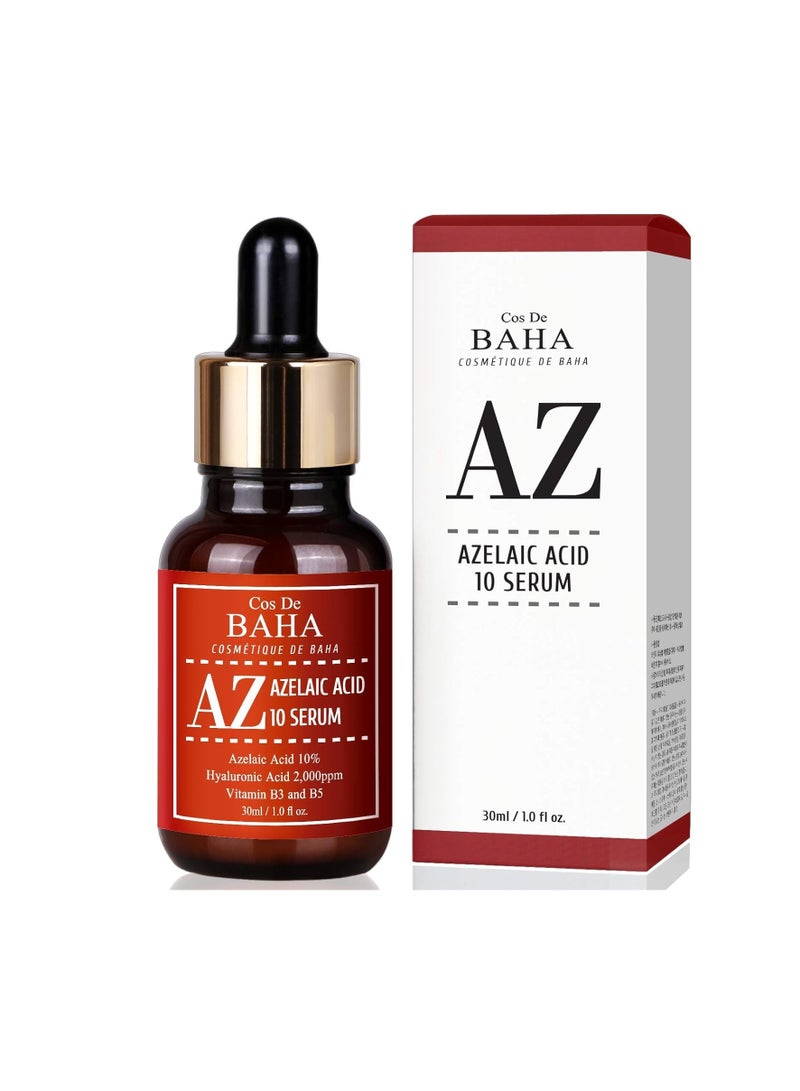 Azelaic Acid 10% Facial Serum with Niacinamide - Fast Rosacea Skin Care Product + Reduce Cystic Acne Scar + Redness Relief Face + Pimple Pigmentation Blackhead, 1 Fl Oz (30ml)