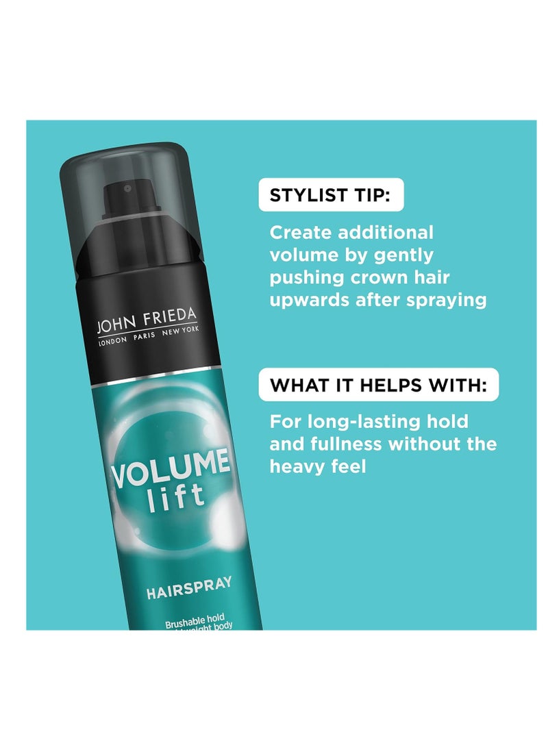 John Frieda Volume Lift Hairspray for Fine or Flat Hair Safe for Color-Treated Hair Volumizing Hair Nourishing Spray with Air-Silk Technology 10 Ounces