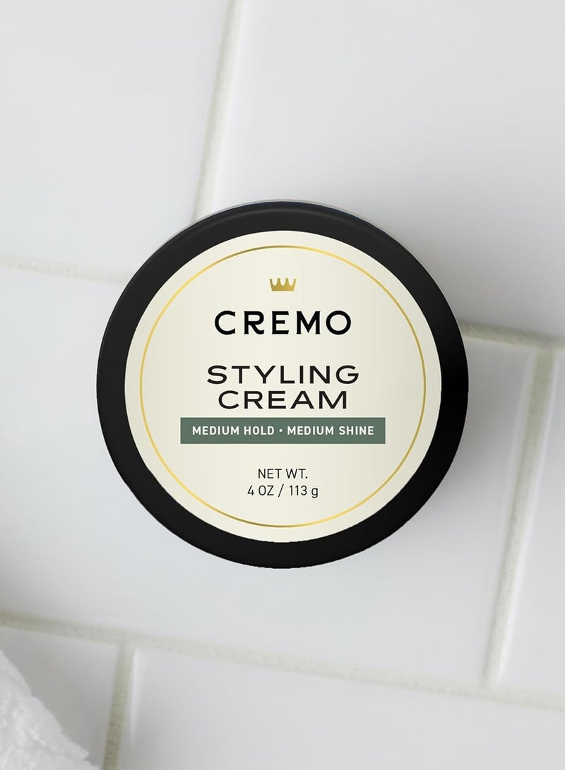 Cremo Hair Styling Cream, Barber Grade, Medium Hold, Medium Shine Hair Products, 4 Oz