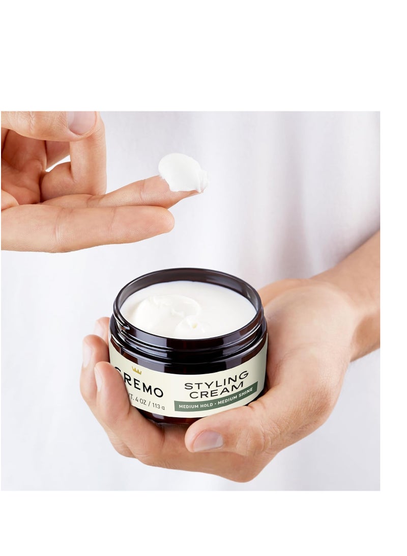 Cremo Hair Styling Cream, Barber Grade, Medium Hold, Medium Shine Hair Products, 4 Oz