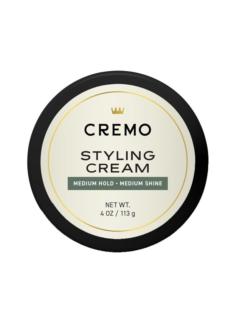 Cremo Hair Styling Cream, Barber Grade, Medium Hold, Medium Shine Hair Products, 4 Oz