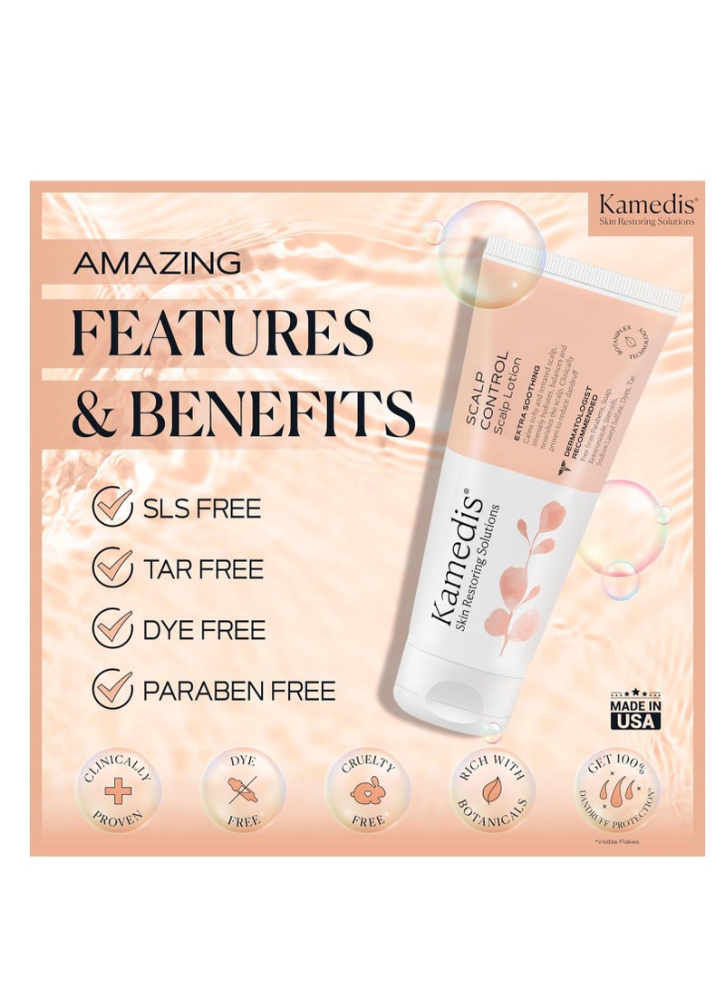 KAMEDIS Moisturizer Scalp Leave-On Botanical Lotion. For Dandruff, Dry, Itchy, Flaky, Seborrheic Dermatitis, Psoriasis and Sensitive Scalp Skin. Over-Night Head Mask, Parabens Free. 3.38 Fl Oz.