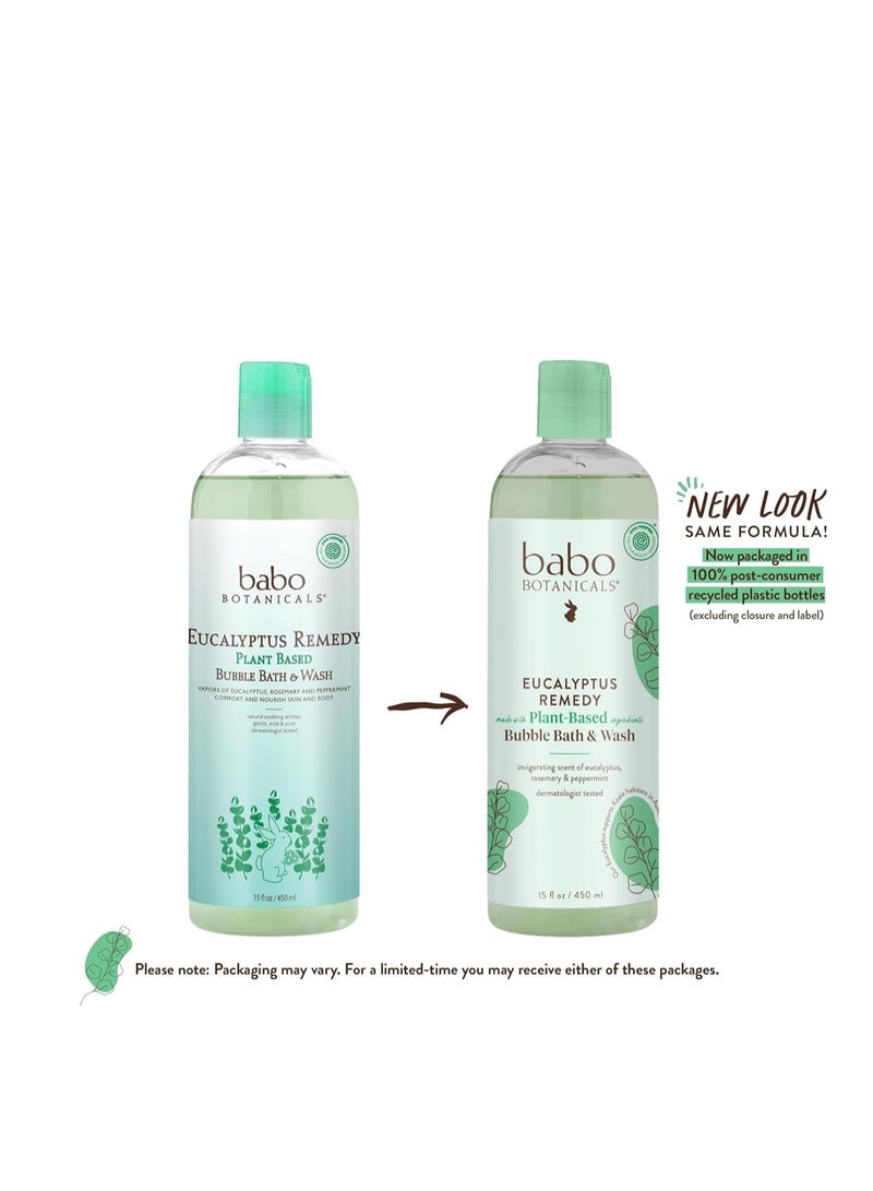 Babo Botanicals Eucalyptus Remedy 2-in-1 Bubble Bath & Wash - Invigorating Eucalyptus, Rosemary & Peppermint - For all ages - EWG Verified - Vegan