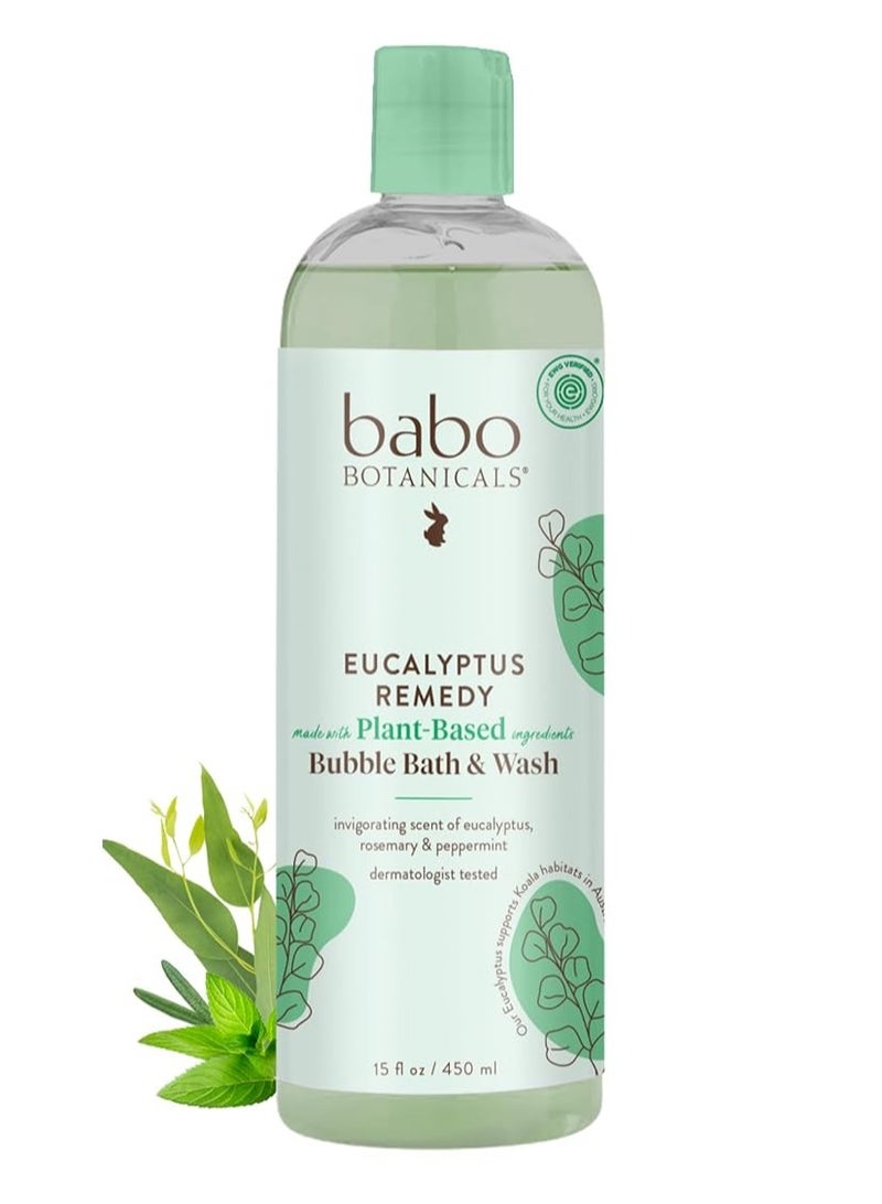 Babo Botanicals Eucalyptus Remedy 2-in-1 Bubble Bath & Wash - Invigorating Eucalyptus, Rosemary & Peppermint - For all ages - EWG Verified - Vegan