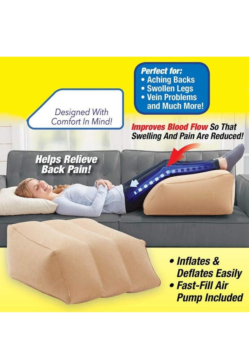 Leg Ramp Inflatable Leg Pillow Wedge Pillow Elevates Legs and Feet for Temporary Pain Relief from Swollen Legs and Leg Sores