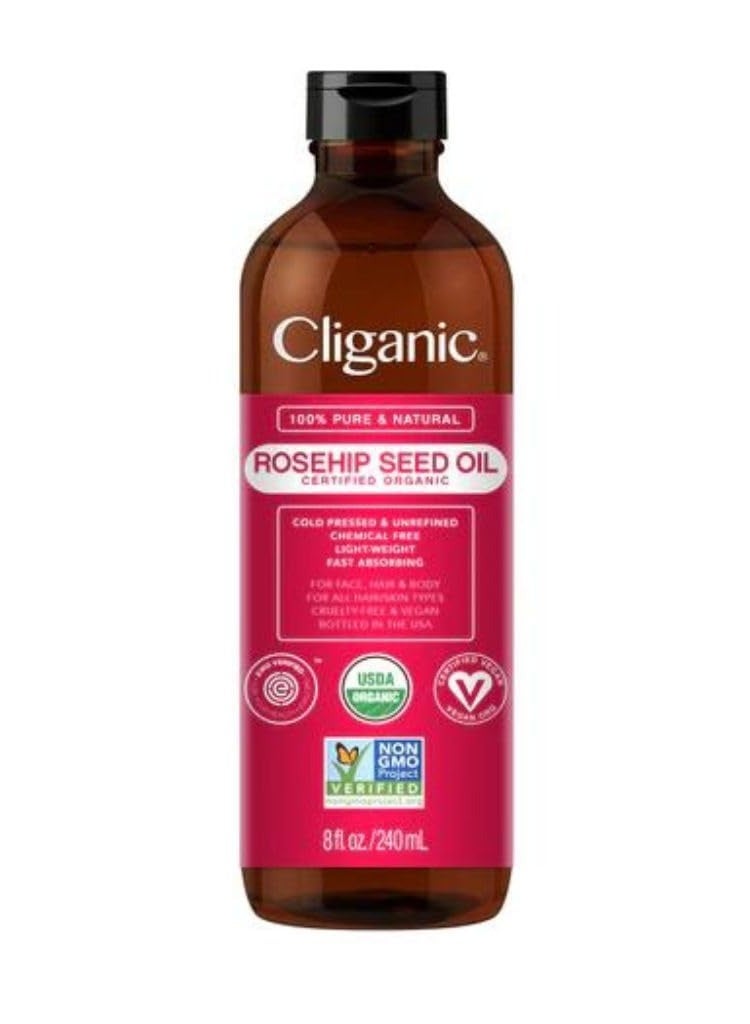 Cliganic Organic Rosehip Seed Oil for Face, 100% Pure | Natural Cold Pressed Unrefined Non-GMO | Carrier Oil for Skin, Hair & Nails