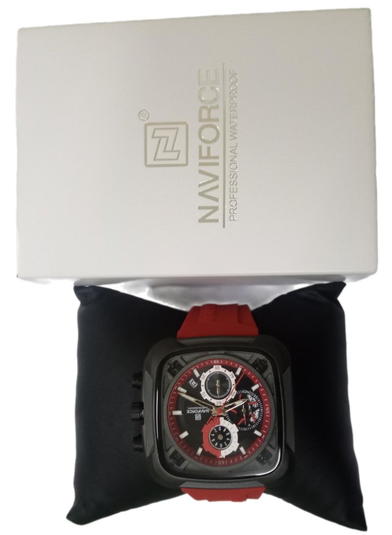 New NAVIFORCE Watch NF-8058 Men's Fashion Watch, Silicone Strap, Waterproof Men's Quartz Watch