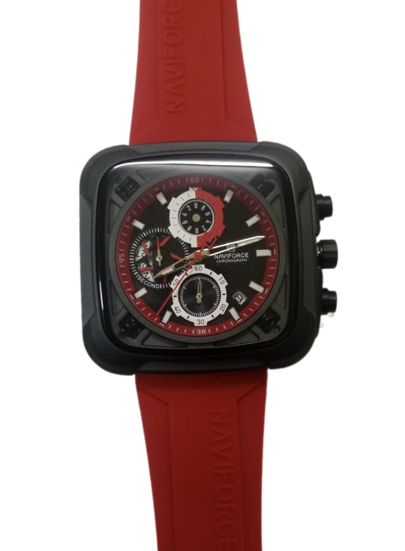 New NAVIFORCE Watch NF-8058 Men's Fashion Watch, Silicone Strap, Waterproof Men's Quartz Watch