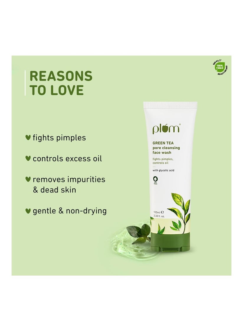 Plum Green Tea Pore Cleansing Face Wash Oily Skin Face Wash For Women & Men, 100 ml, 3.38 oz