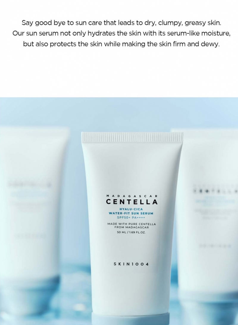 Hyalu Cica Water-Fit Sun Serum For Long-Lasting Protection With Centella Madagascar Extract – No White Cast – Suitable For Dry And Oily Skin – 50Ml