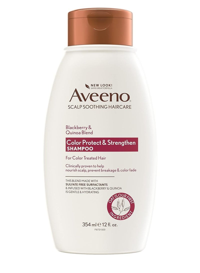 Aveeno Blackberry Quinoa Protein Blend Sulfate-Free Shampoo for Color-Treated Hair Protection, Daily Strengthening & Moisturizing Shampoo, Paraben & Dye-Free, 12 Fl Oz (Packaging may vary)