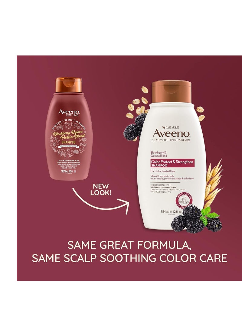 Aveeno Blackberry Quinoa Protein Blend Sulfate-Free Shampoo for Color-Treated Hair Protection, Daily Strengthening & Moisturizing Shampoo, Paraben & Dye-Free, 12 Fl Oz (Packaging may vary)