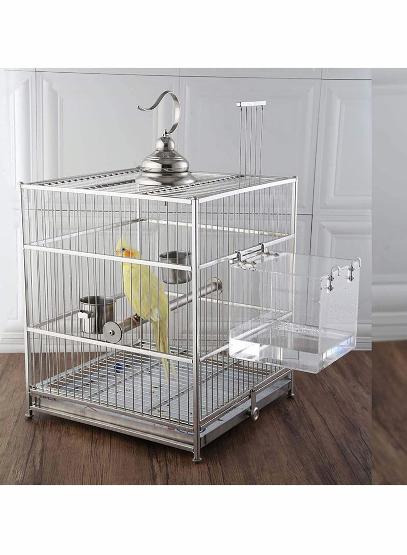 Bird Bath Cage, Cleaning Pet Supplies Cockatiel Bird Bathtub with Hanging Hooks for Little Bird Parrots Spacious Parakeets Portable Shower for Most Bird