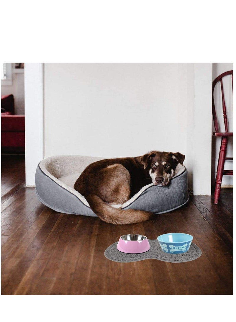 Silicone Pet Feeding Mat, Feeding Bowl Mat Waterproof Non-slip Pet Food PVC Mat for Cats and Dogs