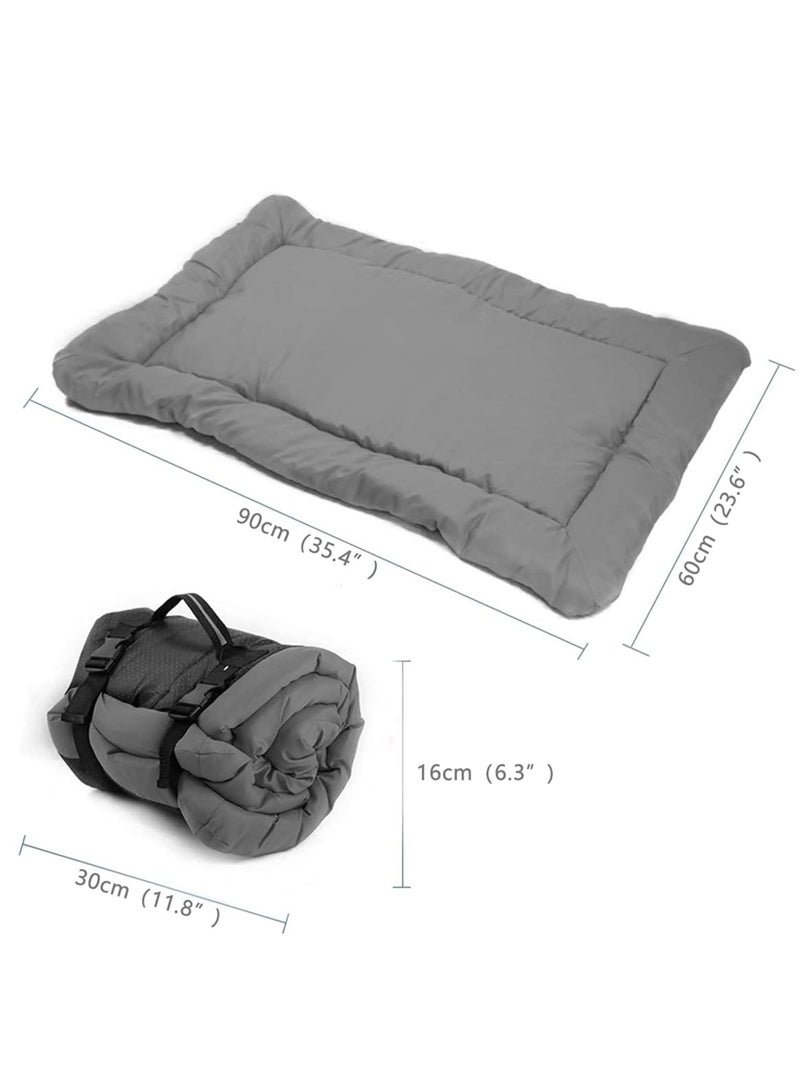 Outdoor Dog Bed, 35”x24“ Portable Camping Travel Dog Bed, Soft, Comfortable, Waterproof, Non-Slip, Machine Washable Easy to Clean Pet Mat for Small, Medium and Large Dog and Cat, Grey