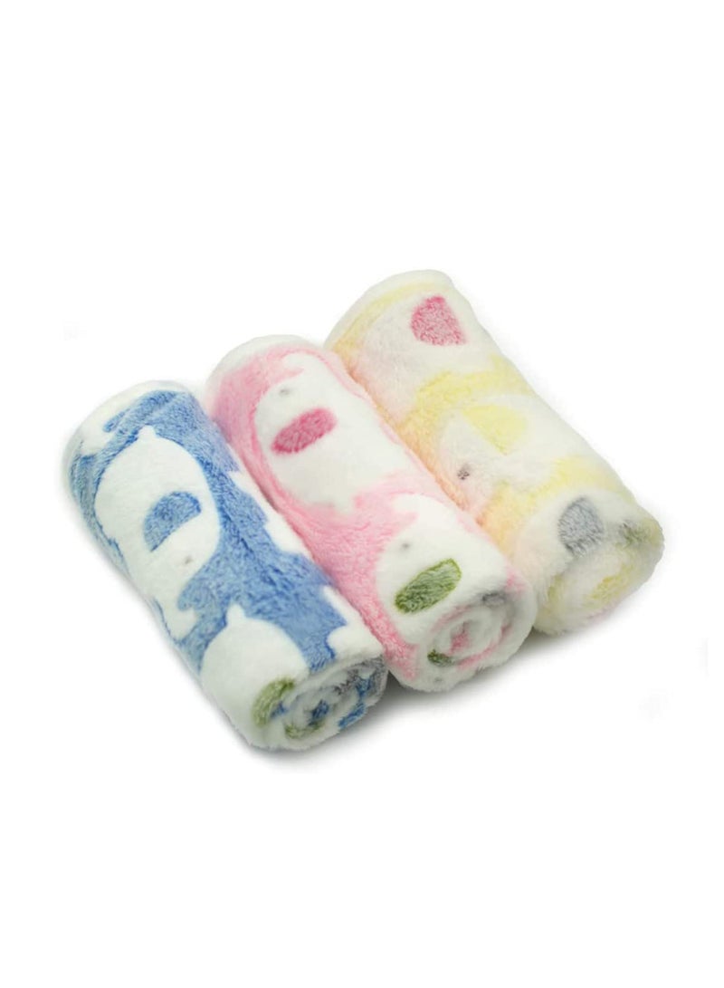 3 Pack Dog Blankets, Ultra Soft Elephant Pattern Pet Blanket, Cozy Flannel Throw for Small Dogs and Cats (23