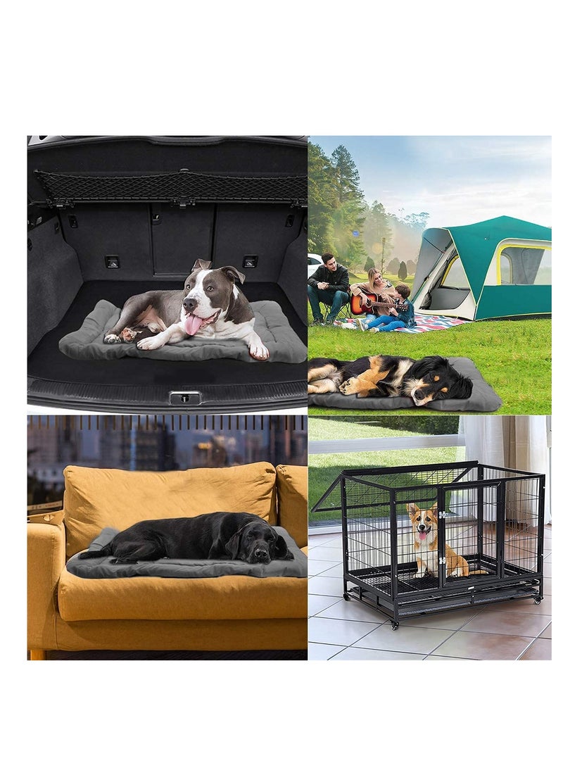 Outdoor Dog Bed, 35”x24“ Portable Camping Travel Dog Bed, Soft, Comfortable, Waterproof, Non-Slip, Machine Washable Easy to Clean Pet Mat for Small, Medium and Large Dog and Cat, Grey
