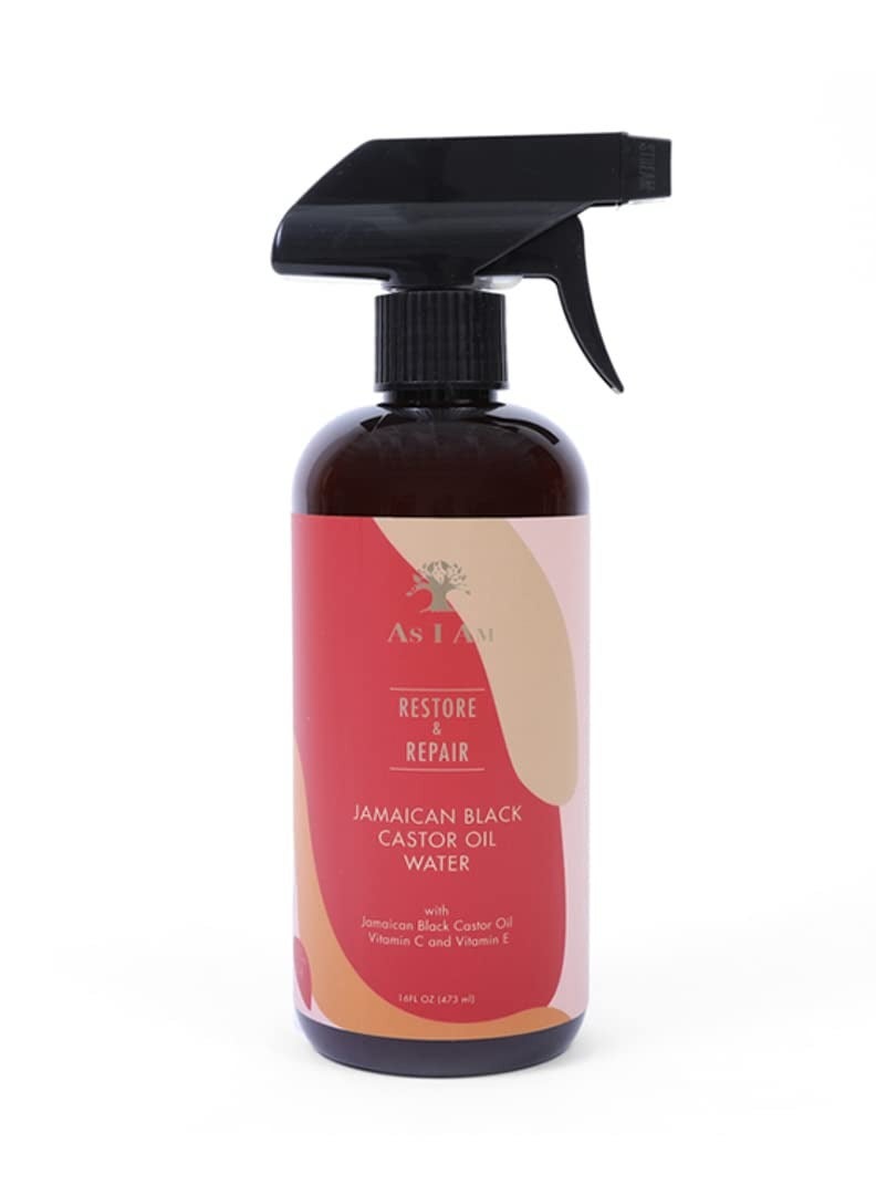 As Am JBCO Water 16 oz - Nano Curl Strengthener - Moisturizes and Detangles - Anti-Frizz - Increases Fiber Strength - Enriched with Jamaican Black Castor Oil, Vitamin C, and Vitamin E, Red