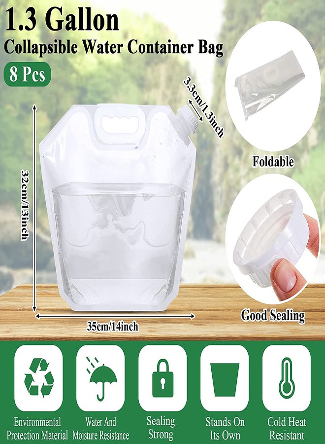 Collapsible 1.3 Gallon Water Storage Bag - Food Grade Clear Plastic Container for Camping, Hiking, and Outdoor Activities (Set of 2)