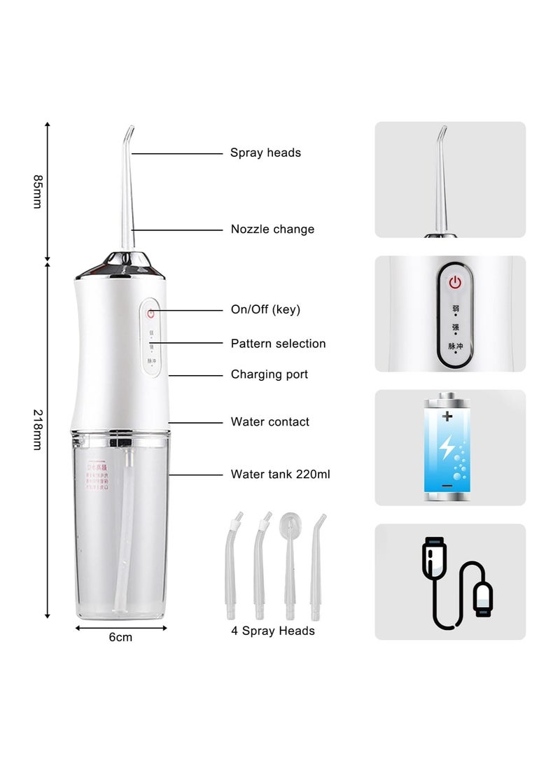 Water Flosser Electric Teeth Cleaning Dental Irrigator Cordless USB Rechargeable 3 Cleaning Modes Home Dental Care