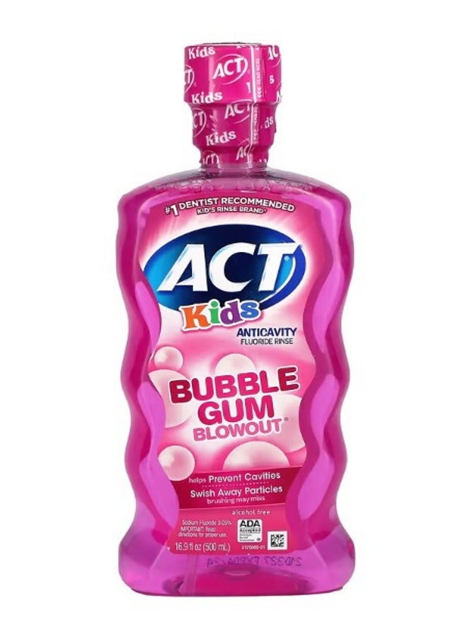 Kids Anticavity Fluoride Rinse Alcohol Free Bubble Gum Blowout 16.9 fl oz 500 ml