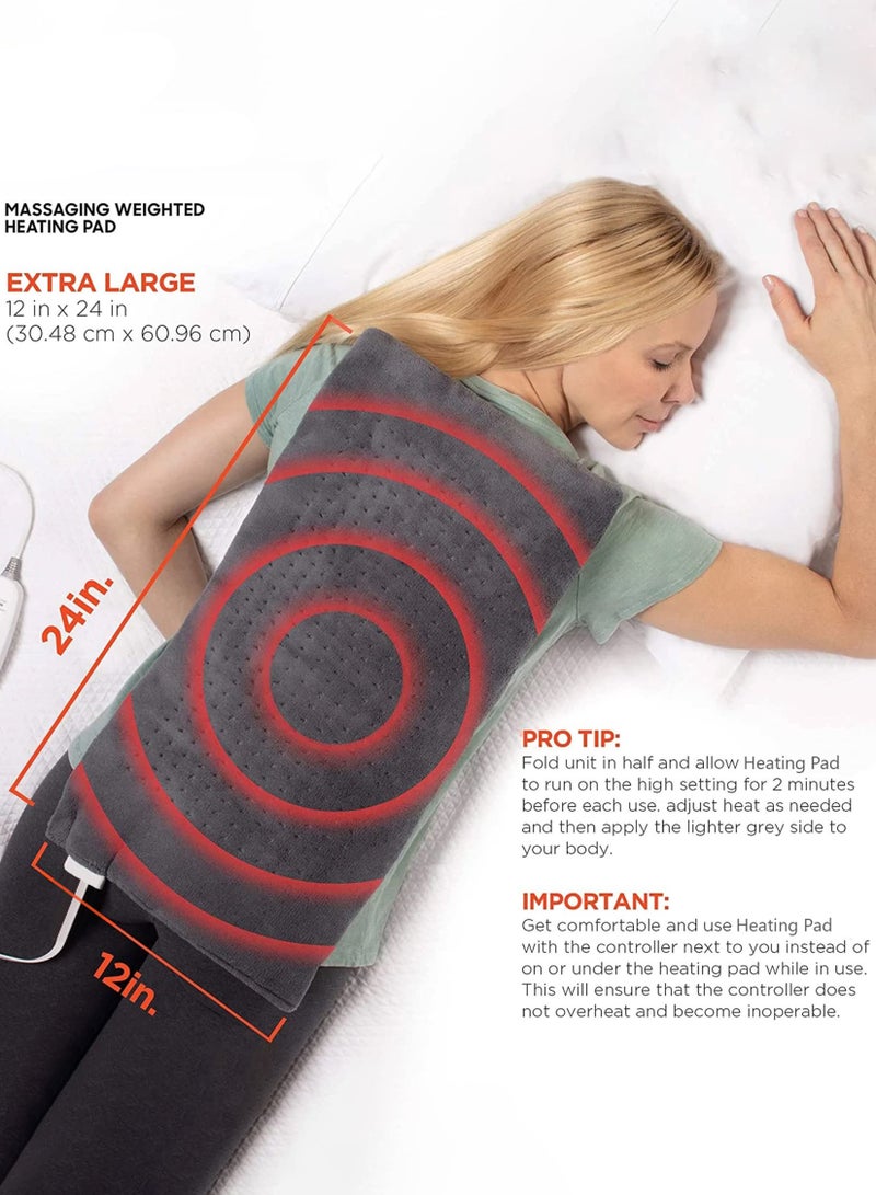 Electric Heated Massaging Pad Weighted Heating Therapy Pad Massager Vibrating Wrap Shawl For Neck Back Shoulder Hip Waist Lumbar Tummy Ankle Muscles Whole Body Pain Relief