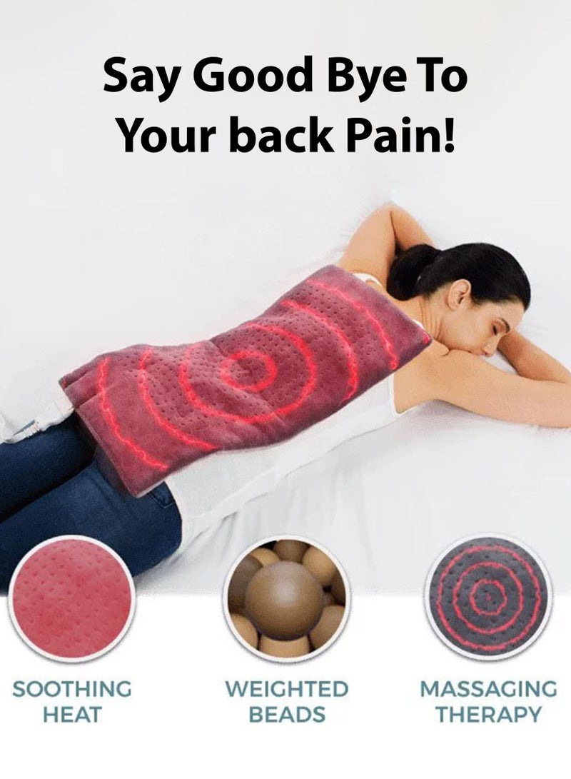 Electric Heated Massaging Pad Weighted Heating Therapy Pad Massager Vibrating Wrap Shawl For Neck Back Shoulder Hip Waist Lumbar Tummy Ankle Muscles Whole Body Pain Relief