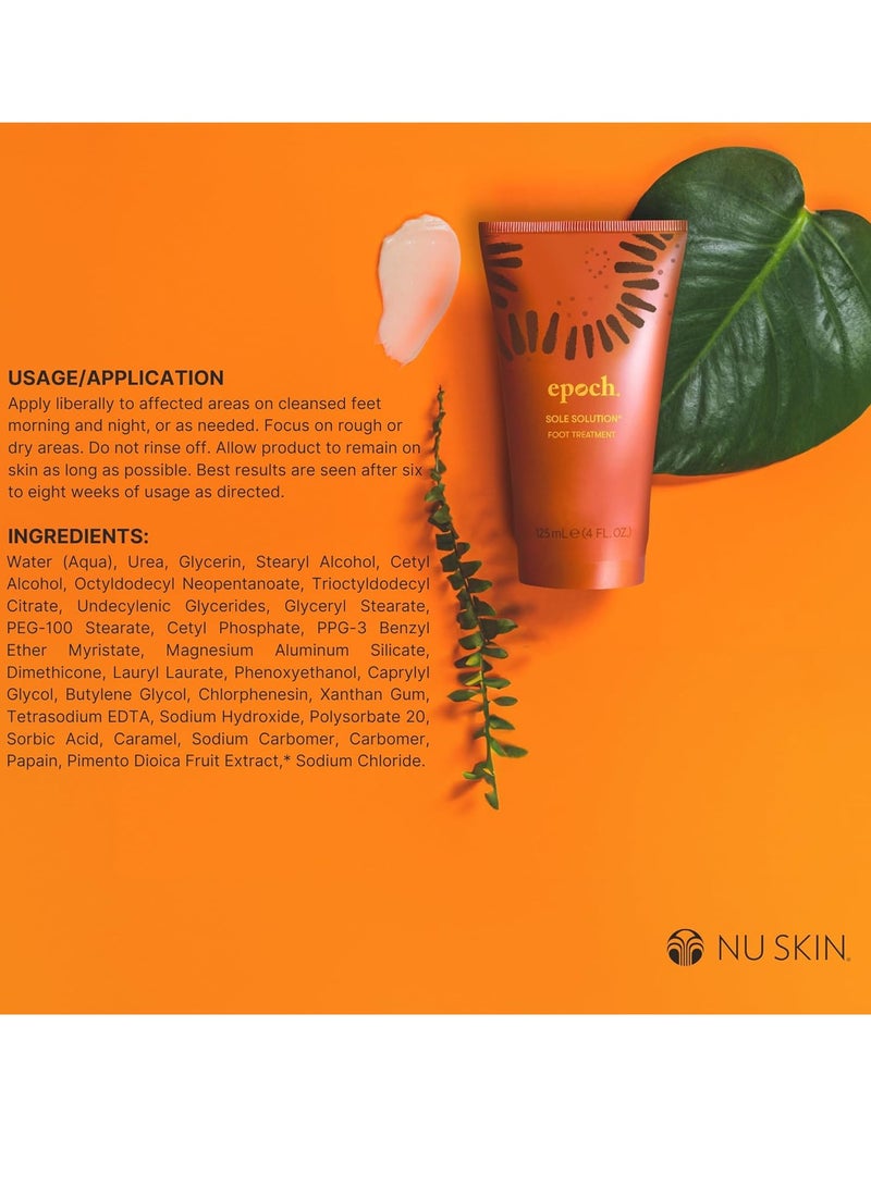 Nu Skin Epoch Sole Solution | Effective Foot Cream for Dry Cracked Heels and Feet | Foot Care with Urea Cream for Feet | Repair Foot Health | Moisturizer & Lotion for Clean Feet | 4 Fl Oz | 1 Pack