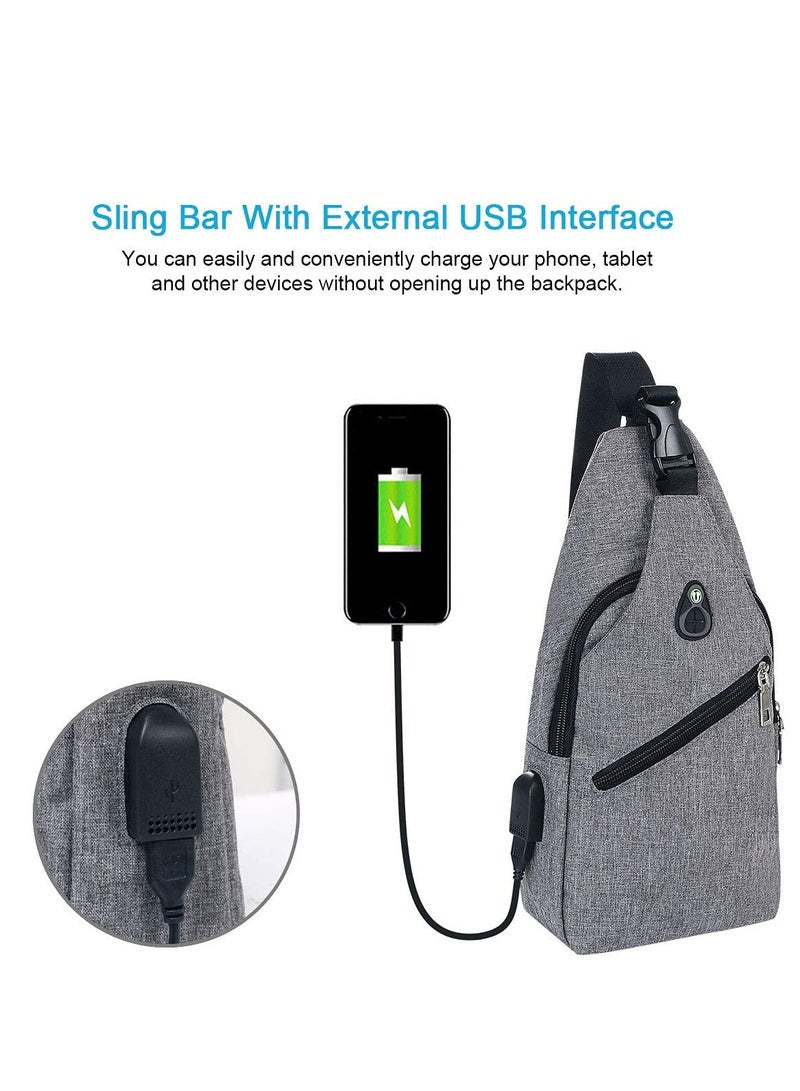 Lightweight Crossbody Sling Bag for Men with USB Charging Port - Ideal for Hiking, Cycling, and Traveling. Perfect Chest Bag for On-the-Go Convenience.