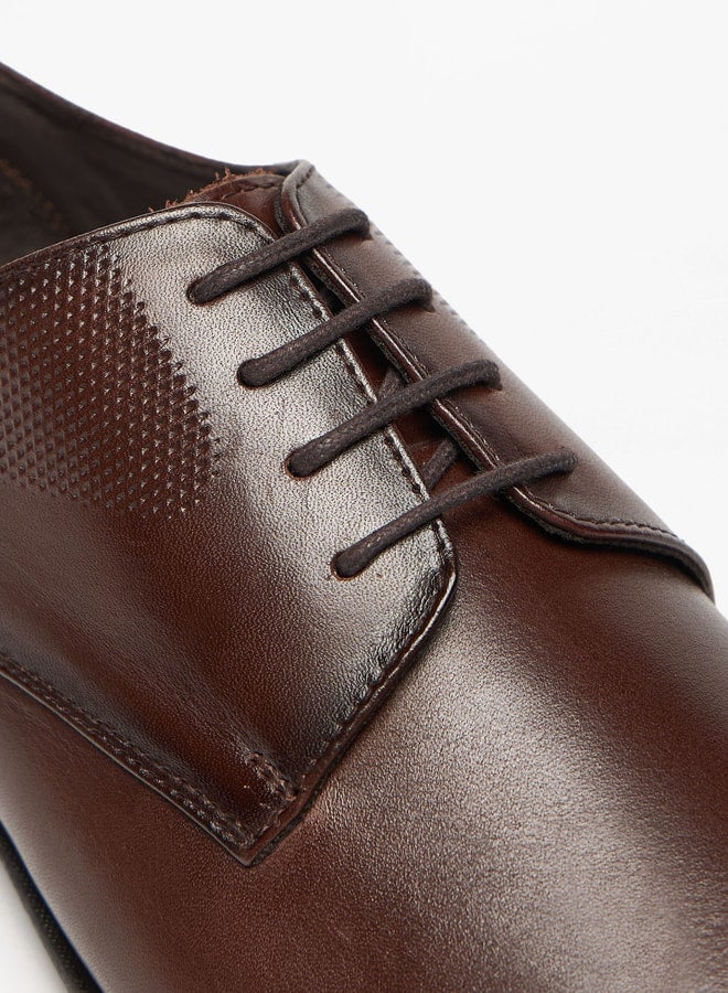 Solid Derby Shoes with Lace-Up Closure