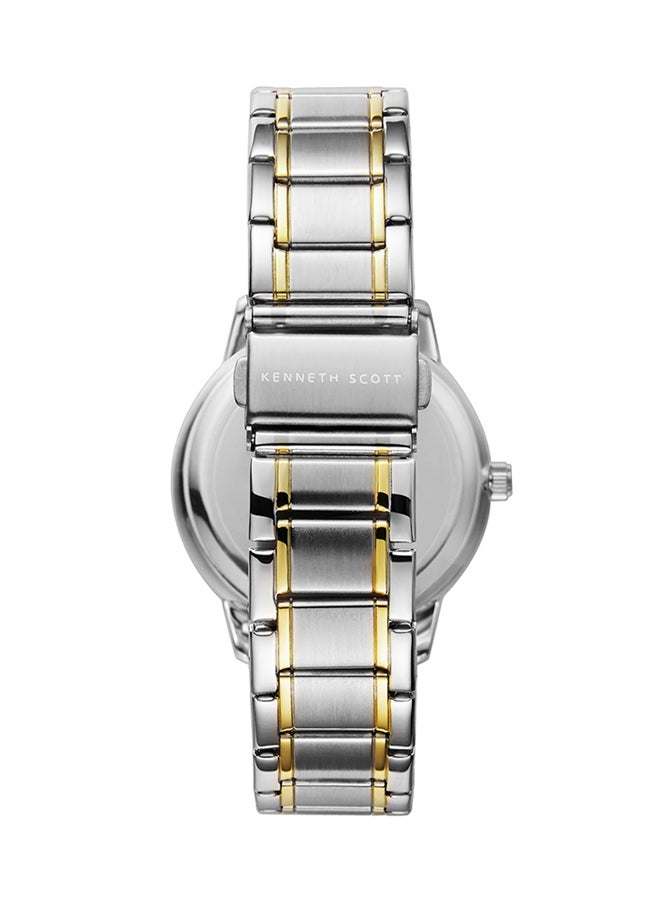 Kenneth Scott Men's Quartz Movement Watch, Analog Display and Stainless Steel Strap - K22028-TBTW, Two Tone
