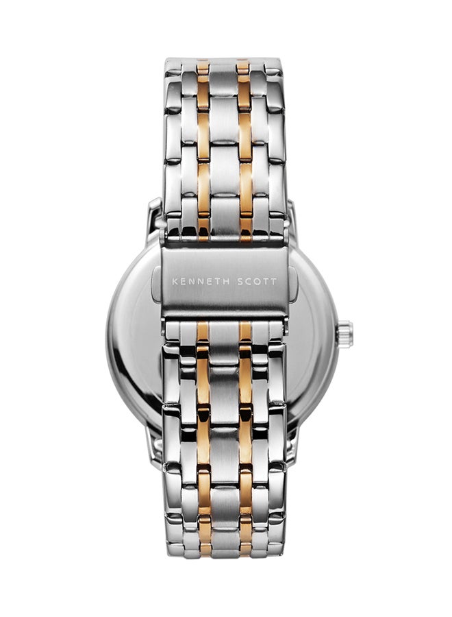 Kenneth Scott Men's Quartz Movement Watch, Analog Display and Stainless Steel Strap - K22029-KBKB, Two Tone