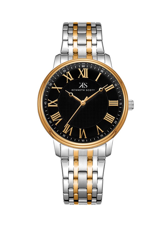 Kenneth Scott Men's Quartz Movement Watch, Analog Display and Stainless Steel Strap - K22029-KBKB, Two Tone