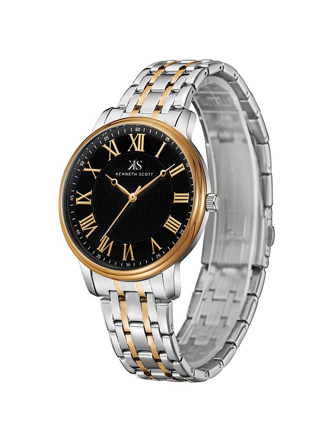 Kenneth Scott Men's Quartz Movement Watch, Analog Display and Stainless Steel Strap - K22029-KBKB, Two Tone