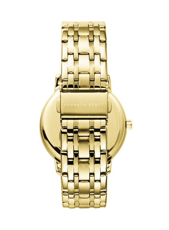 Kenneth Scott Men's Quartz Movement Watch, Analog Display and Stainless Steel Strap - K22029-GBGW, Gold
