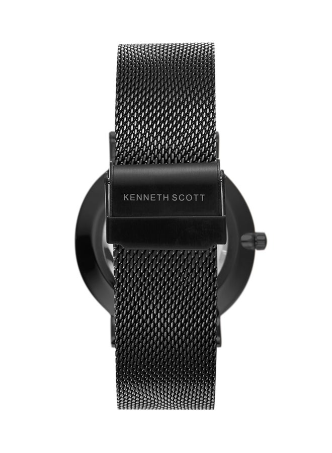 Kenneth Scott Men's Quartz Movement Watch, Analog Display and Stainless Steel Strap - K22013-BMBB, Black