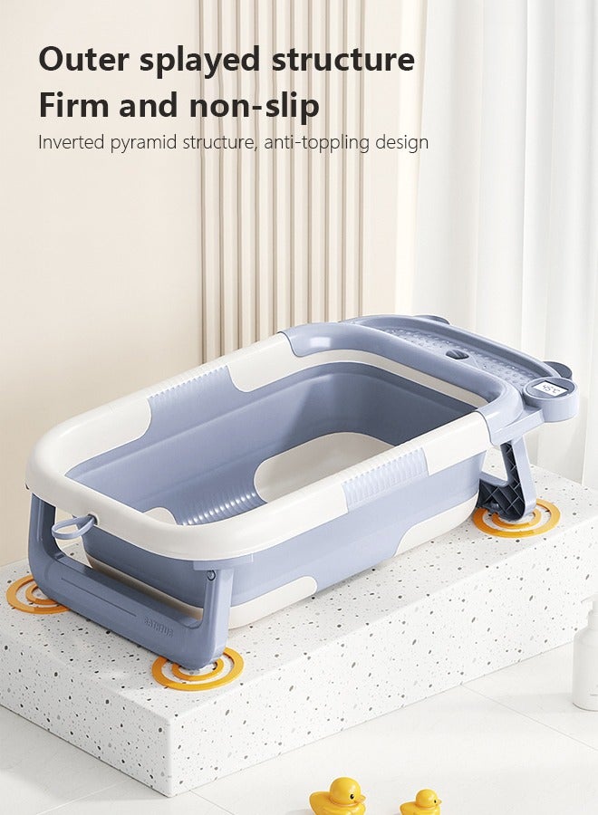 Baby Bathtub Baby Tubs For Newborns Baby Can Sit Or Lie Down Temperature-Sensitive Portable Foldable Easy To Clean Toddler Bathtub Light Blue