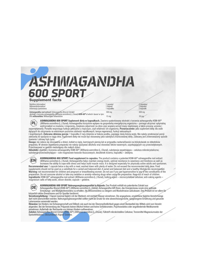 Ashwagandha 600 Sport, 60 Capsules