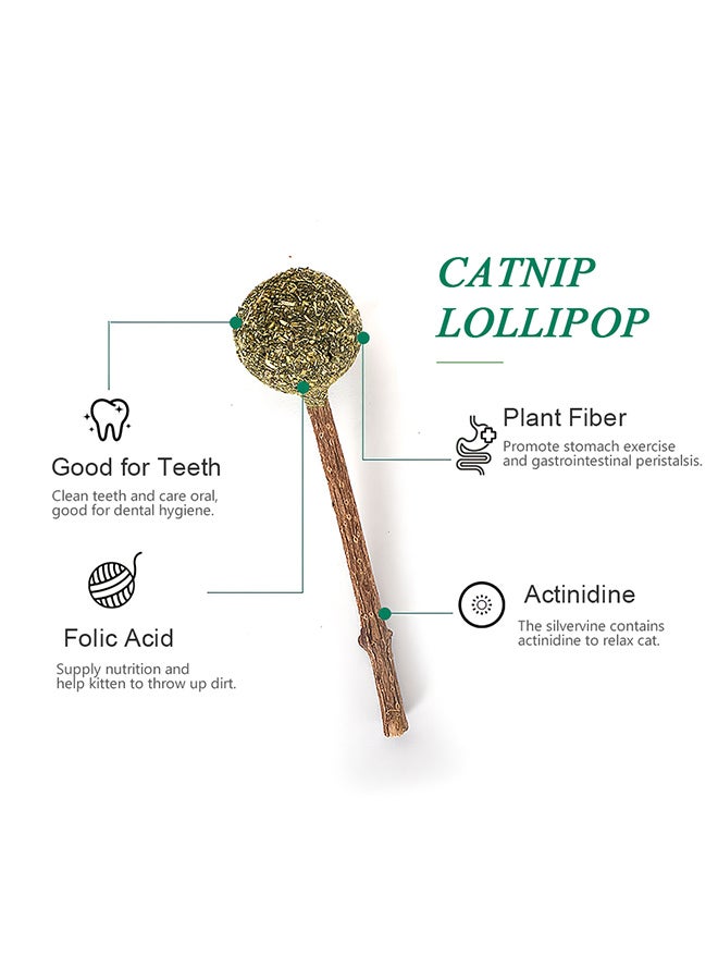 Ball Catnip Stick Chew Toy Green/Brown 15grams