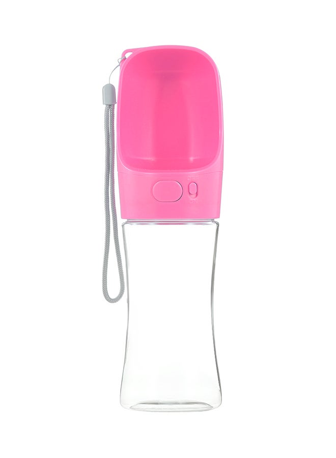 Portable Puppy Water Dispenser With Drinking Feeder Pink/Clear 0.259kg