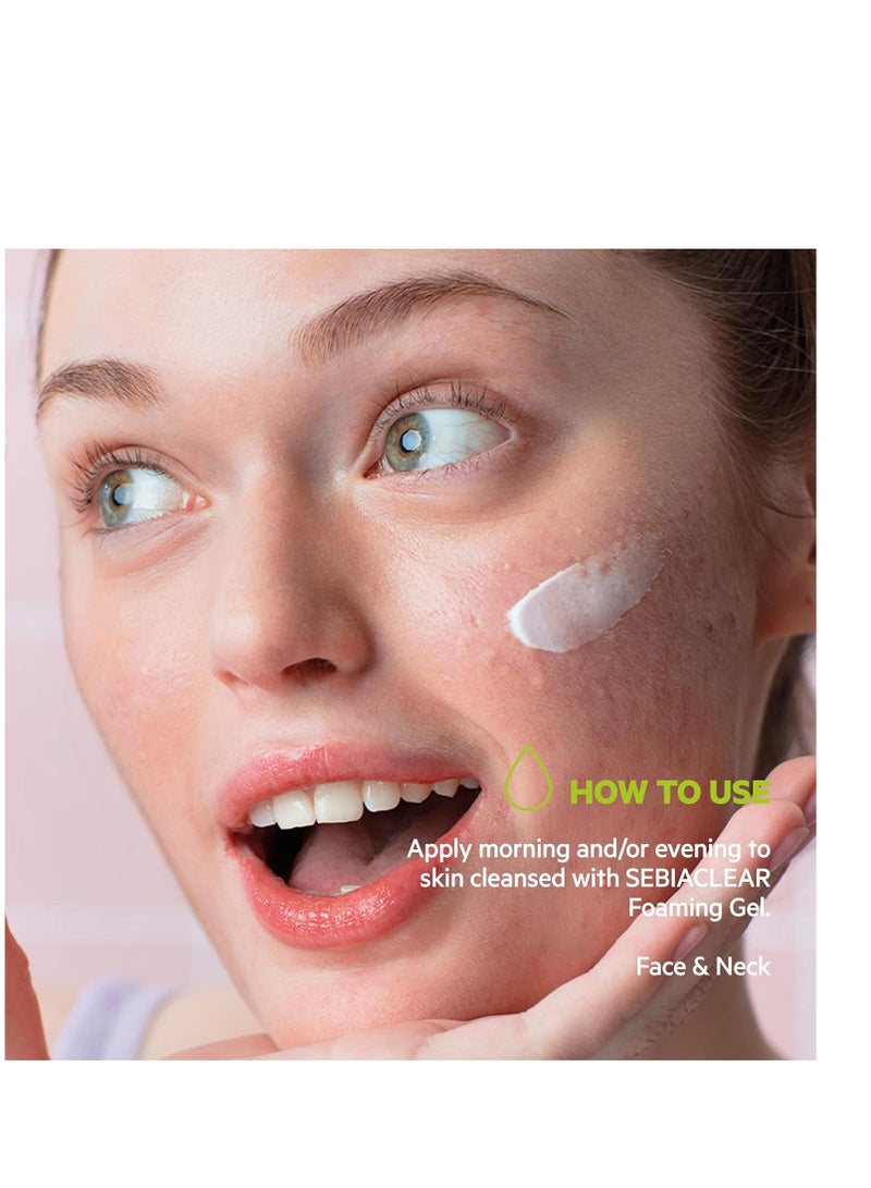 SVR Sebiaclear Moisturizing Face Cream - Niacinamide, Hyaluronic Acid and Ceramides - Soothing Moisturizer for 48h of Hydration - Reduces the appearance of marks - For Oily Sensitive Skin, 1.4 oz.