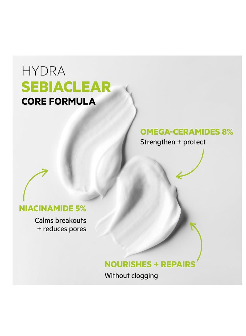 SVR Sebiaclear Moisturizing Face Cream - Niacinamide, Hyaluronic Acid and Ceramides - Soothing Moisturizer for 48h of Hydration - Reduces the appearance of marks - For Oily Sensitive Skin, 1.4 oz.