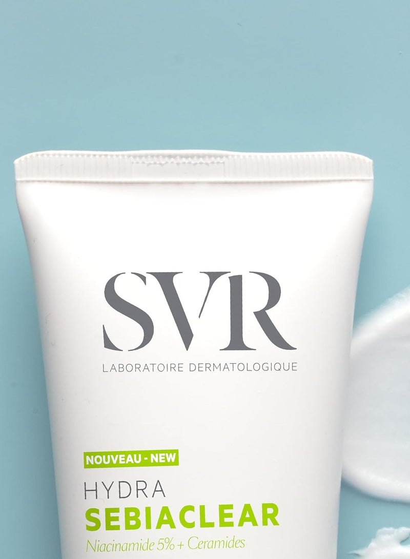 SVR Sebiaclear Moisturizing Face Cream - Niacinamide, Hyaluronic Acid and Ceramides - Soothing Moisturizer for 48h of Hydration - Reduces the appearance of marks - For Oily Sensitive Skin, 1.4 oz.